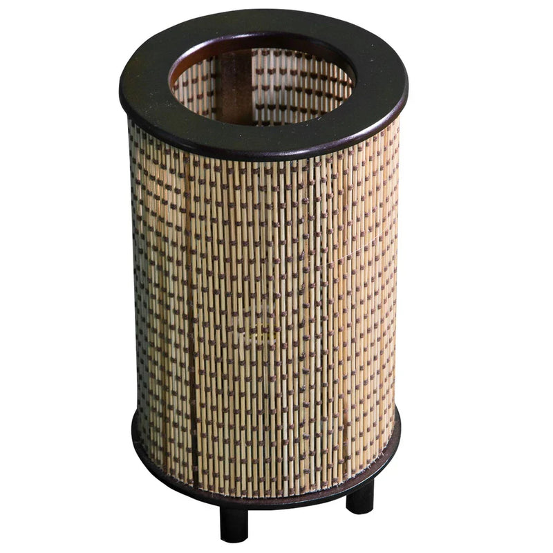 Abajur Luminária Cilindrico Cúpula Madeira E Fibra