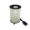 Abajur Luminária Cilindrico Cúpula Madeira E Fibra