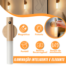 Kit 04 Luminárias Magnéticas Sensor Movimento Bastão Madeira