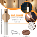 Kit 04 Luminárias Magnéticas Sensor Movimento Bastão Madeira