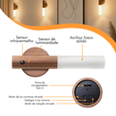 Kit 04 Luminárias Magnéticas Sensor Movimento Bastão Madeira