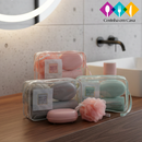 5 Peças Kit de Viagem Com Bolsa Porta Escova Pente Saboneteira e Ducha Compacto Para Viagem