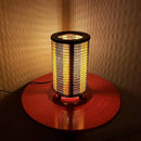 Abajur Luminária Cilindrico Cúpula Madeira E Fibra