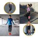 Kit Treino em Casa Fitness Cross Fit Elástico de Treino + Corda Fit + 5 Faixas Mini Band