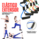 Kit Treino em Casa Fitness Cross Fit Elástico de Treino + Corda Fit + 5 Faixas Mini Band